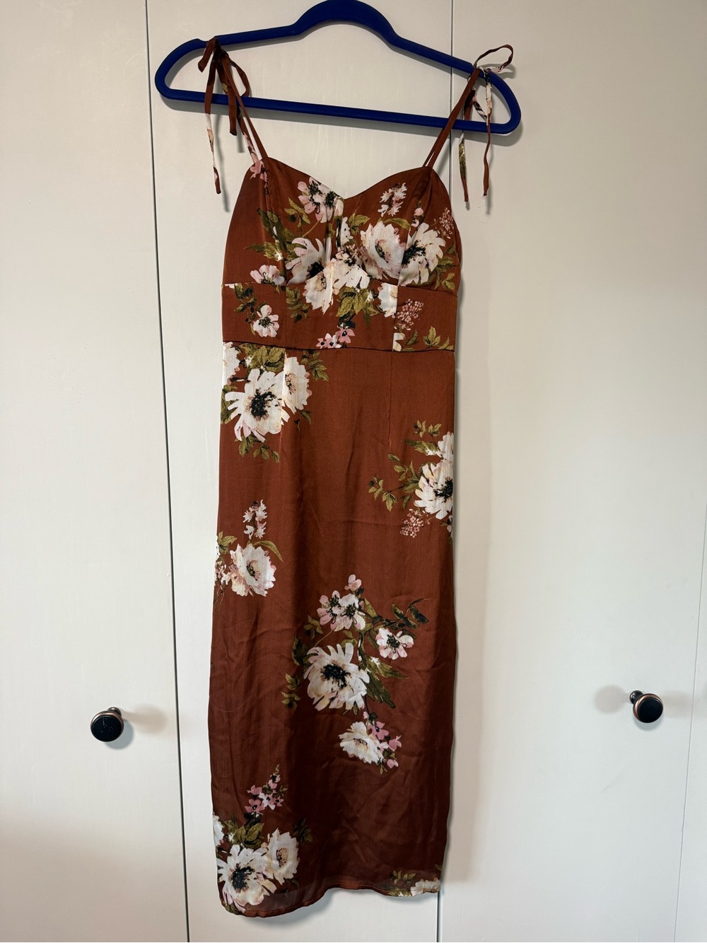 Speechless Rust Brown Floral Midi Dress